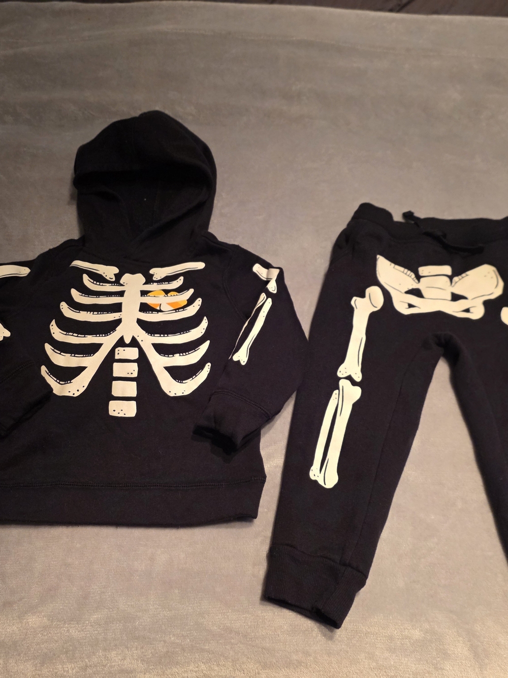 Kids Black Skeleton Hoodie & Jogger Set